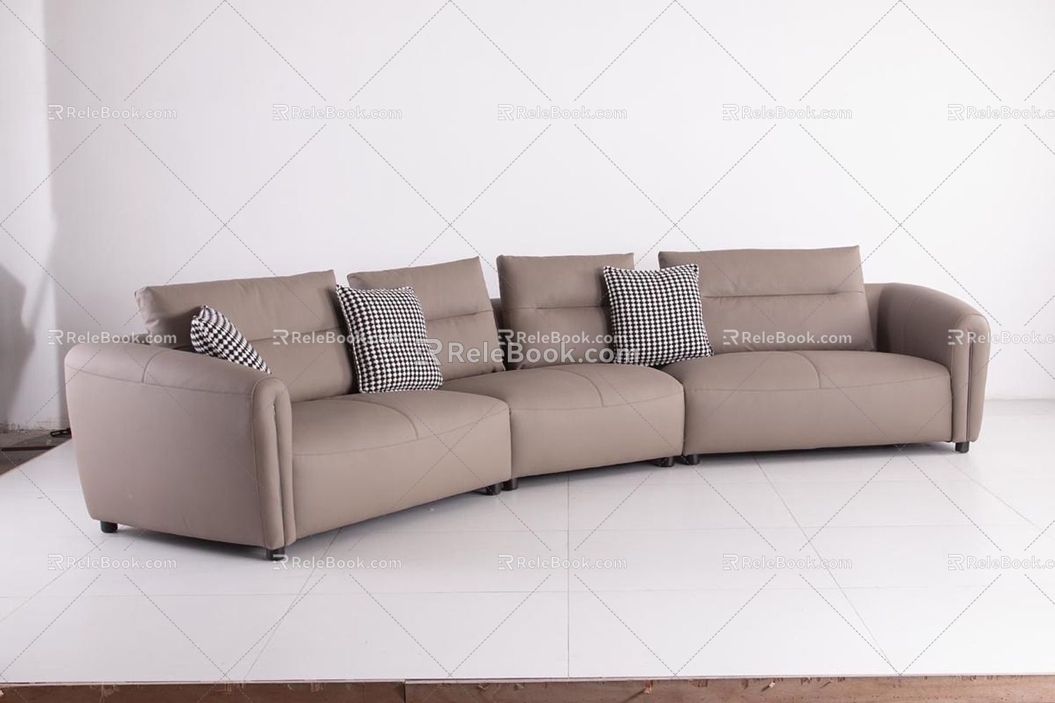 Three-seat leather sofa model