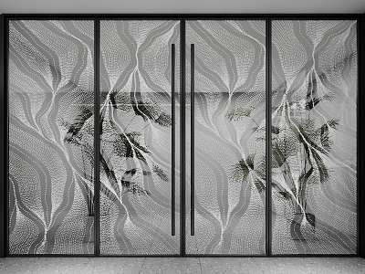 Modern Art Glass Door 3d model