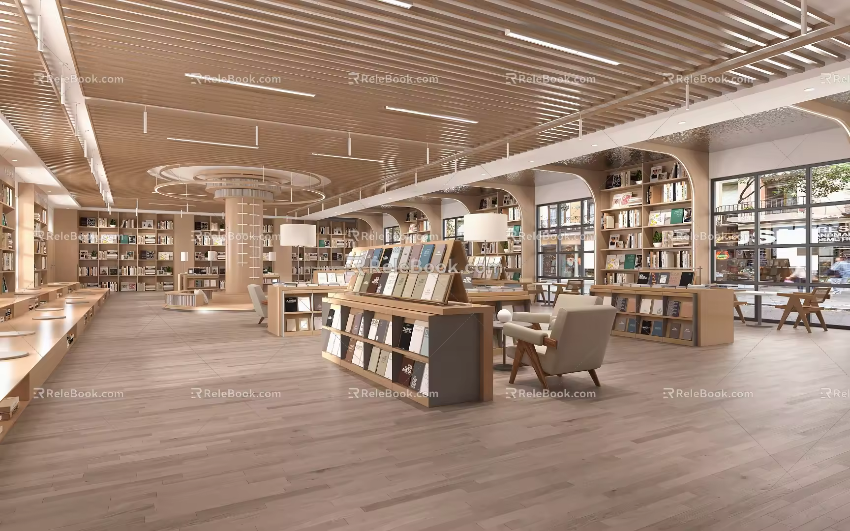 Library Reading Room Reading Room Reading Room Book Bar Bookstore Combination Bookcase School Reading Room City Book Bar Ladder Library Reading Area Book 3d model