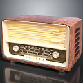 Vintage Radio Design With Wooden Case Yellow Neon Lights And Knobs