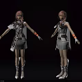 Game And Movie Character With Pink Hair White Outfit Short Skirt And Boots