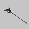 Ornate Weapon Design With Engraved Wings And Coiled Snakes On Metallic Staff