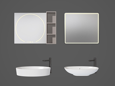 Modern wash basin mirror cabinet wash basin faucet wash basin 3d model