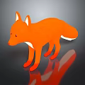 3D Designed Game Movie Character Orange Fox Standing On Dark Background With Reflection