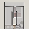 Modern Swing Door Design With Black Frame And Textured Glass For Interior 3d model