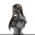 Game Movie Character 3D Model With Long Blonde Curly Hair Upper Body In Black Background
