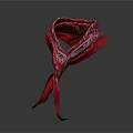 Red Silk Scarf With Intricate Pattern Folded On Dark Background Shiny Fabric 3d model