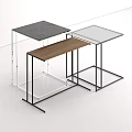 Modern Side Tables With Gray Glass Wooden Tops And Black White Metal Frames