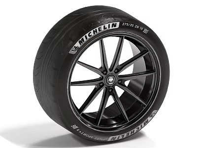 Michelin Pilot Sport High Performance Tire With Black Multi Spoke Wheel Rim 3d model