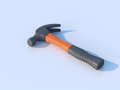 Durable Hardware Tools Hammer With Black Head Orange Handle Ergonomic Grip For Construction Repair Work 3d model