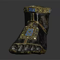 Antique Decorative Foot Shaped Household Item With Gold Trim And Blue Inlays