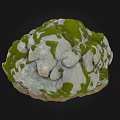 Rustic Stone And Wood With Green Moss And White Textured Surface