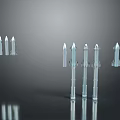 Weapons Display Featuring Metallic Bullets Artillery Shells Various Shapes Sizes On Black Surface Reflection 3d model