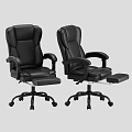 Ergonomic Black Leather High Back Office Chair With Retractable Footrest For Comfortable Long Working Hours