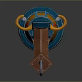 Blue And Orange Toy Weapon Featuring Circular Front And Yellow Accent Details