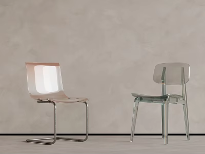Modern Transparent Chairs With Pink And Clear Acrylic Design And Metal Frames 3d model