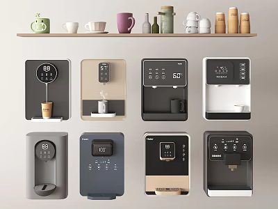 Automatic Water Dispensers With Various Modern Designs Different Colors And Compact Sizes 3d model