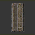 Vintage Decorative Door With Metal Grill And Ornamental Corner Accents