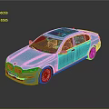 Blue BMW Sedan with Modern Design Black Roof and Reflective Surface