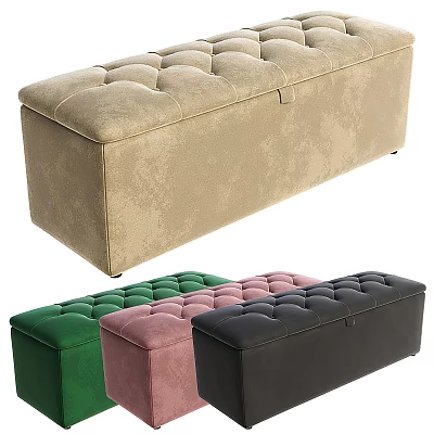Stylish Tufted Storage Ottoman Bench in Multiple Colors Beige Green Pink Black 3d model Stylish Tufted Storage Ottoman Bench in Multiple Colors Beige Green Pink Black 3d model