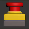 Emergency Stop Safety Device With Red Top Button Yellow Base Gray Section And Metal Screws