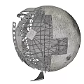 Artistic Moon Sculptures With Intricate Carvings And Architectural Details