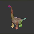 Light Brown Dinosaur Model With Long Neck Tail And Shiny Surface On Dark Background 3d model