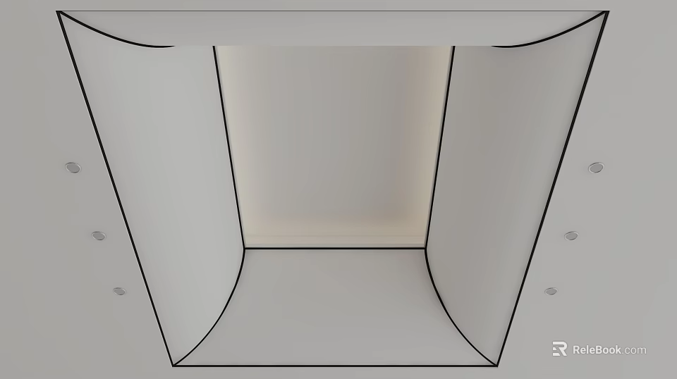 Modern Ceiling Design With Geometric Curves Smooth White Surface And Recessed Lights 3d model