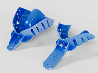 Blue Plastic Medical Devices Dental Mouth Openers with Ergonomic Design and Holes 3d model