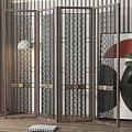Modern Wooden Room Divider With Geometric Pattern For Living Room Decor 3d model
