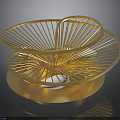 Golden Metal Fan Shaped Decorative Light With Circular Base And Modern Design