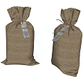 Two Burlap Storage Bags For Household Items With Labeled Information Tags