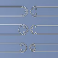 Intricate Carvings In Various Styles As Linear Decorations On Blue Background With Curved Patterns