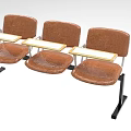 Three Row Brown Classroom Seats With White Writing Desks And Metal Frames