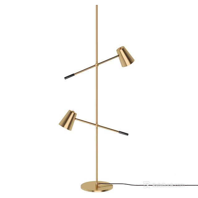 Modern Gold Floor Lamp With Two Adjustable Arms And Contemporary Design 3d model 