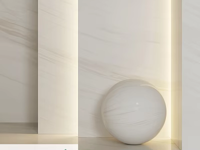 White Marble Wall Panel Design With Spherical Decor And Modern Interior 3d model