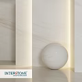 White Marble Wall Panel Design With Spherical Decor And Modern Interior