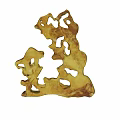 Natural Brown Carved Decorative Ornament Set With Hollow Patterns For Home Decor