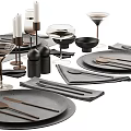 Modern Tableware Set With Plates Cutlery Glasses Napkins And Stylish Arrangement