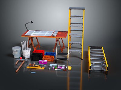 Diving Platform Diving Base Tool Box Mobile Iron Frame Mobile Iron Ladder Movable Ladder Competition Watch Frame model