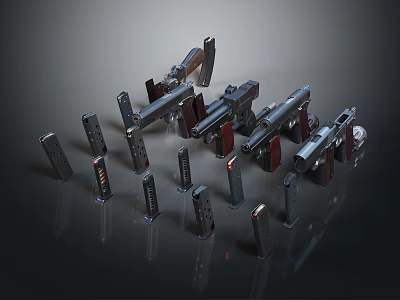 Modern Tactical Weapons Collection Featuring Handguns Rifles And Magazines 3d model