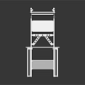 White Folding Chair With Simple Structure Backrest And Armrests On Black Background With Reflection