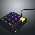 Macrodeck Electronic Macro Controller Featuring Purple Buttons Yellow Key and Black Design with Icons 3d model