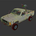 White Military Tank With Off Road Tires And Mounted Weapon System