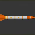 Orange and White Rocket Weapon with Fins and Detailed Yellow Markers Design