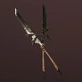 Crossed Weapons With Metal Blades Wooden Handles And Intricate Decorative Design Details