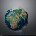 Detailed Earth Globe With Blue Ocean Green Land And White Clouds