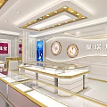 Elegant Modern Jewelry Store Interior With Glass Display Cases And Gold Accents
