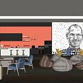 Modern Break Room Interior With Coffee Bar Comfortable Seating And Decorative Wall Art