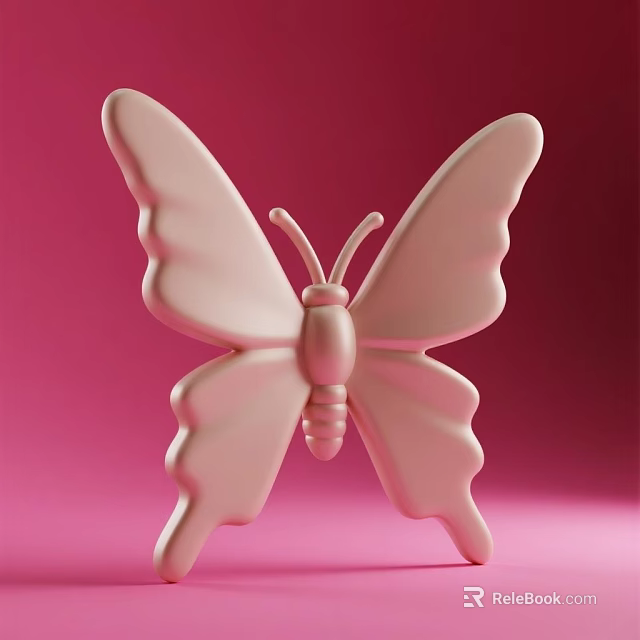 Stylish Pink Butterfly Animal Wall Decoration For Modern Interior Design 3d model 
